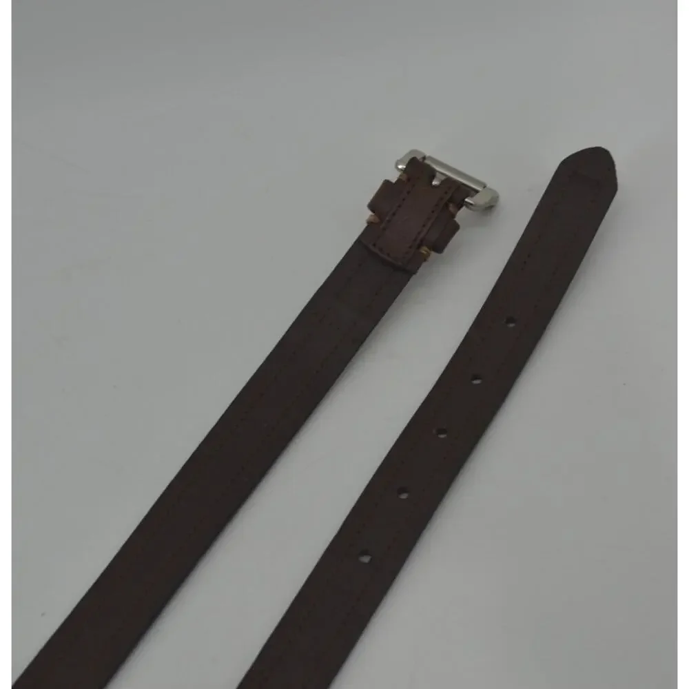 Women's Brown Leather Belt Textile Multicolored Accent Large